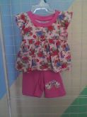 Conjunto bata cotton floral c/short cotton liso. P_M_G