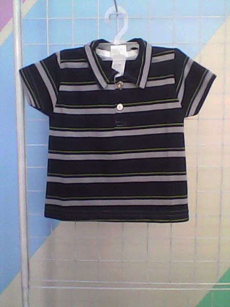 Blusa polo meia malha listrada.P_M_G